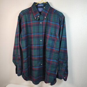 Vintage Pendleton Button Down 100% Virgin Wool Shirt, Medium Purple Blue Plaid